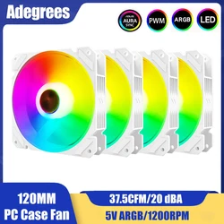 120mm PC Case fan PC 5v 3PIN Argb fan 4PIN PWM Aura Sync White CPU Cooling fan Adjustable Speed Ventilador