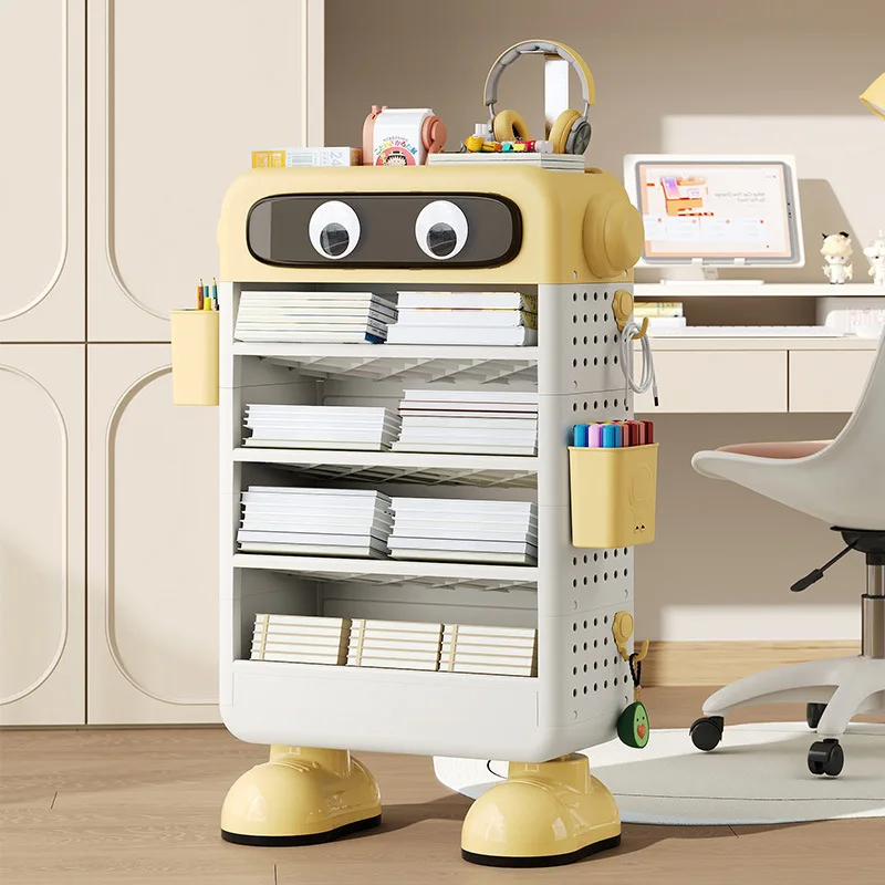 Multi Layer Floor Standing Bookshelf Storage Organizer Desk Side Cabinet Study Room Classroom Student Backpack Book Shelves