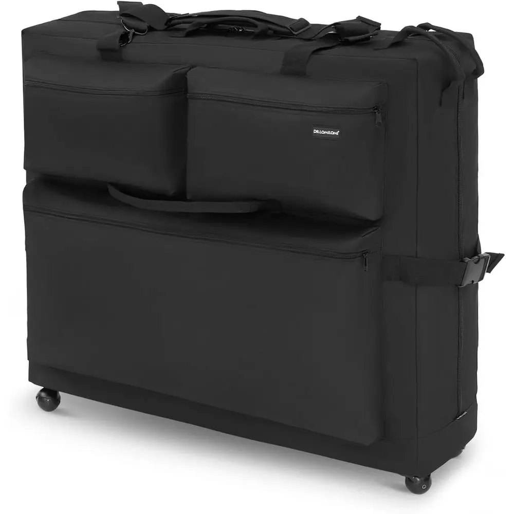 Wheeled Carry Case or Portable Massage Tables, Waterproo rd abric Travel Bag with Shoulder Strap and Storage kets, 37