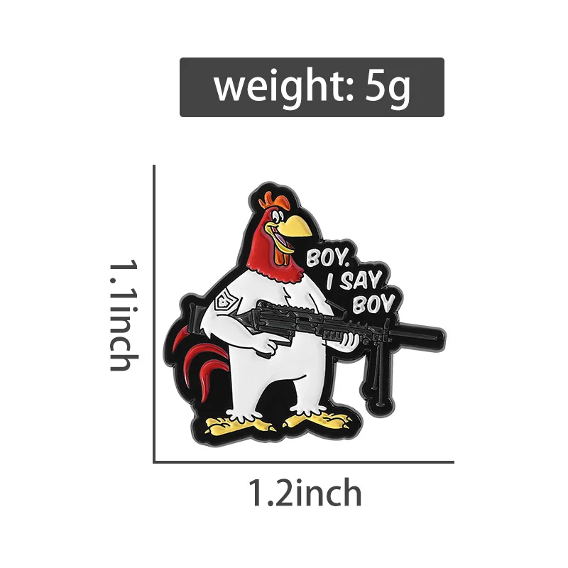 The Warrior Chicken Enamel Pins Rooster I Say Boy Badges Lapel Brooches Funny Animal Jewelry Accessories Gift For Friends