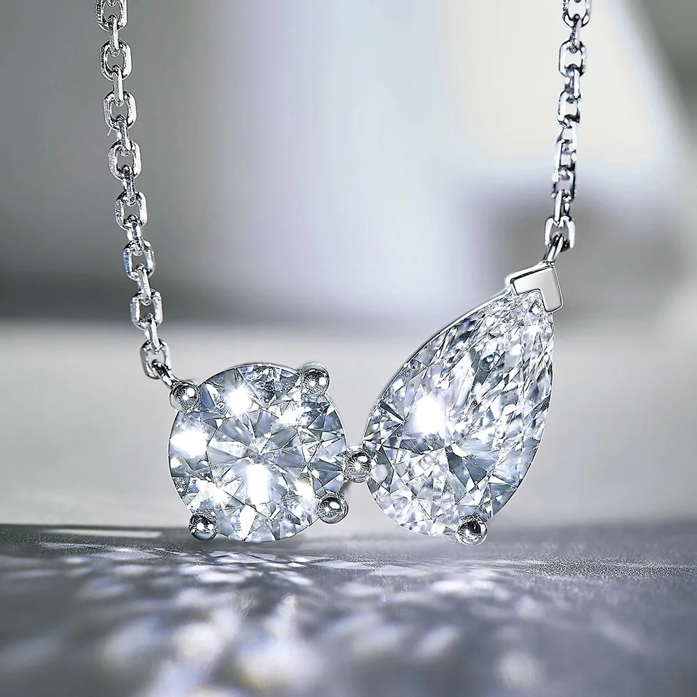 fashion jewelry 18K gold Ring Marquise cut  IGI CVD round 1ct  pear 1.5 ct  Lab Grown Diamond necklace pendant for Women Wedding view 4