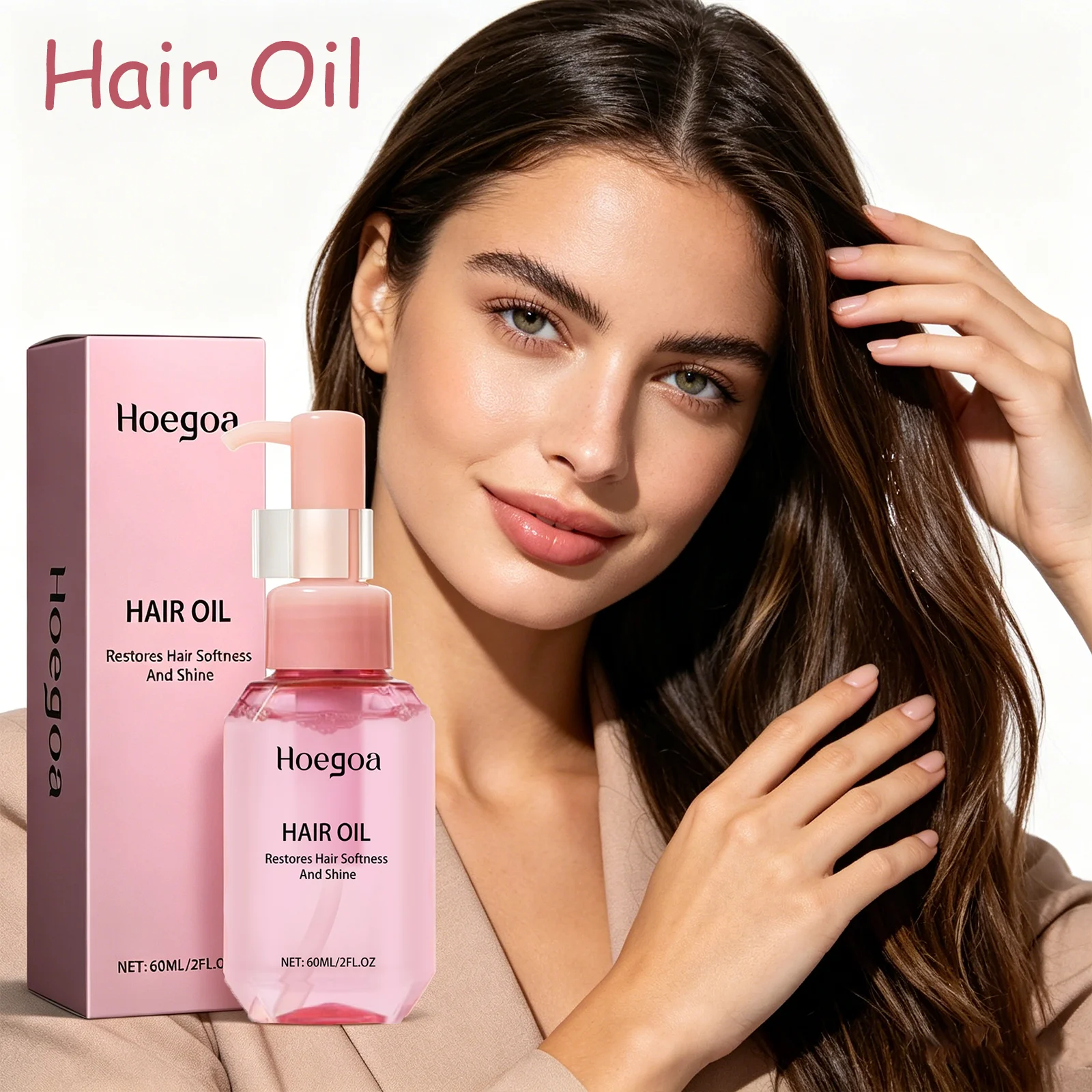 HOEGOA 60mL Hair Oil Repairs Damaged Hair Smooths Frizzy Ends Strengthens Hair Rich In Plant Extracts Hair Oil For Dry Hair