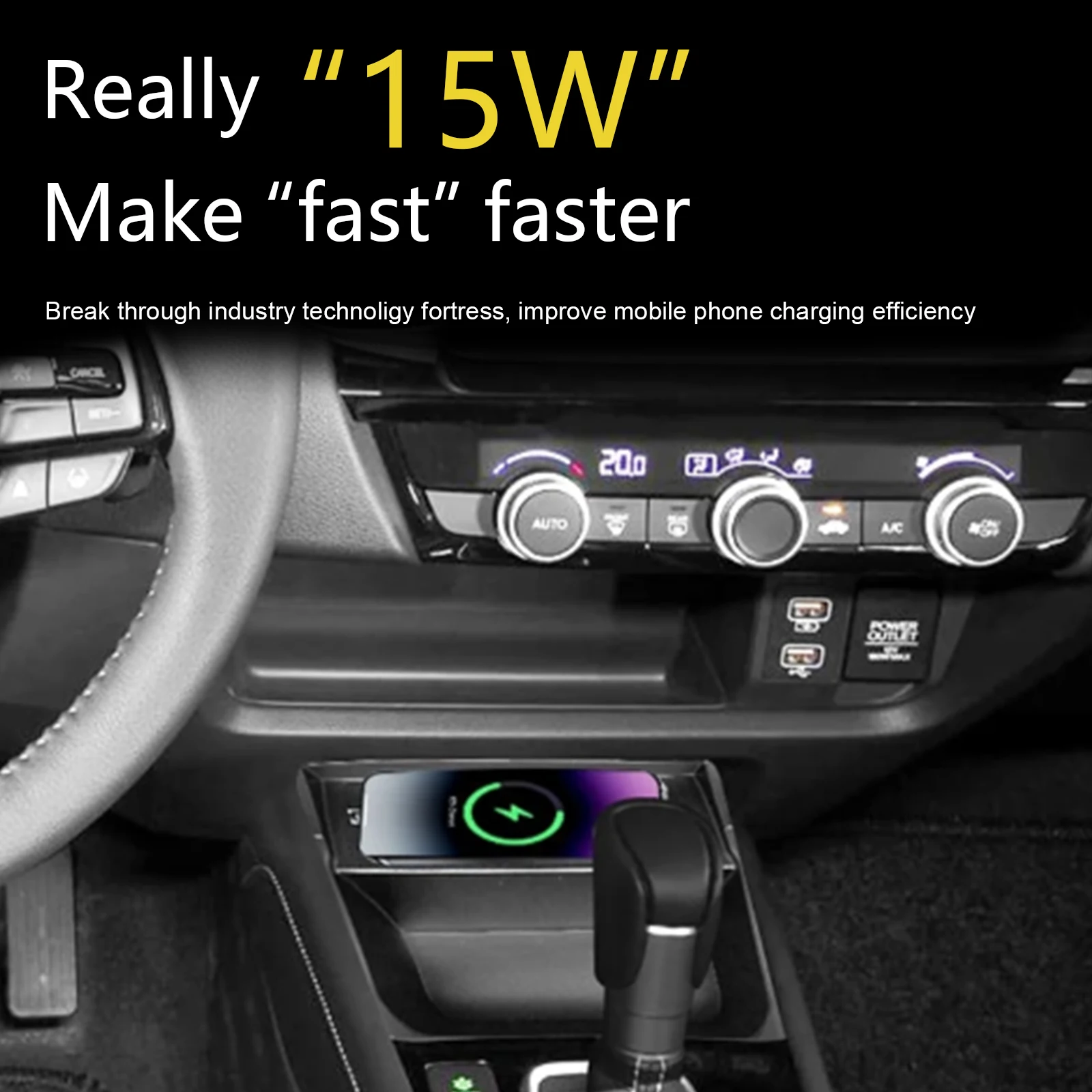 2Din for Honda City 2019-2025 Car Wireless Mobile Phone Charger Center Console Storage 18W iphone fast charge plate holder