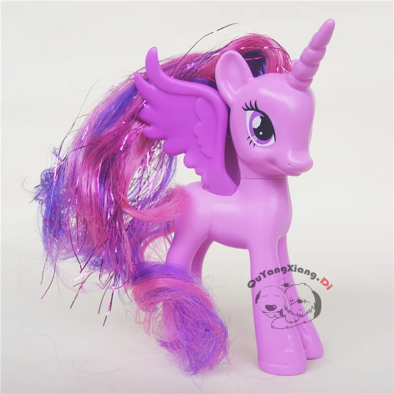 P11 020 Action Figures 10-13cm Little Cute Horse Model Doll Princess Twilight Sparkle Gold wire Toys for Children