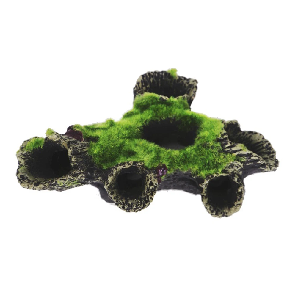 

Fish Tank Adornment Aquarium Cave Underwater Moss Rockery Decor Resin Long Lasting Non Fading Lifelike Practical Compact Size