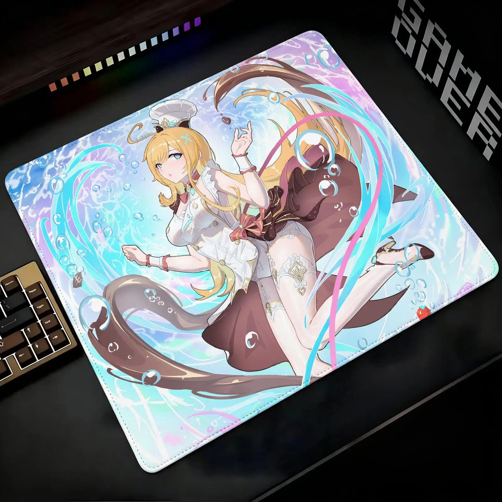 Mouse Pad Regular gaming mouse pad Office mouse pad Laptop desk mat Stitched edge S/M/L size mouse pad  Genshin Impact Escoffier