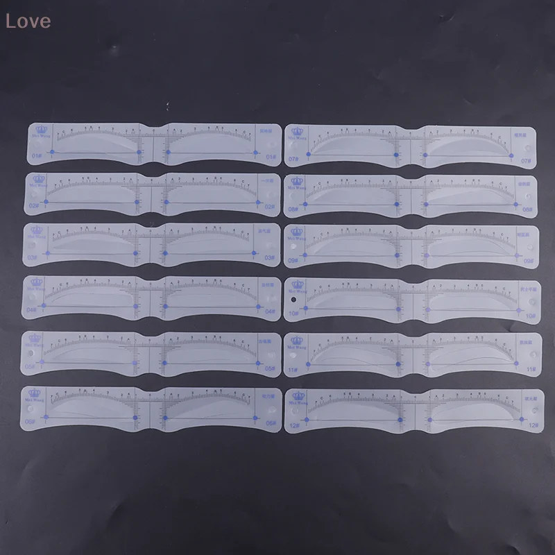 [L&P] ชุดอุปกรณ์แต่งคิ้วแบบใช้ซ้ำได้ 12 ชิ้น ไม้บรรทัดนุ่มสำหรับวาดคิ้ว  แบบการ์ด  สำหรับผู้ชาย