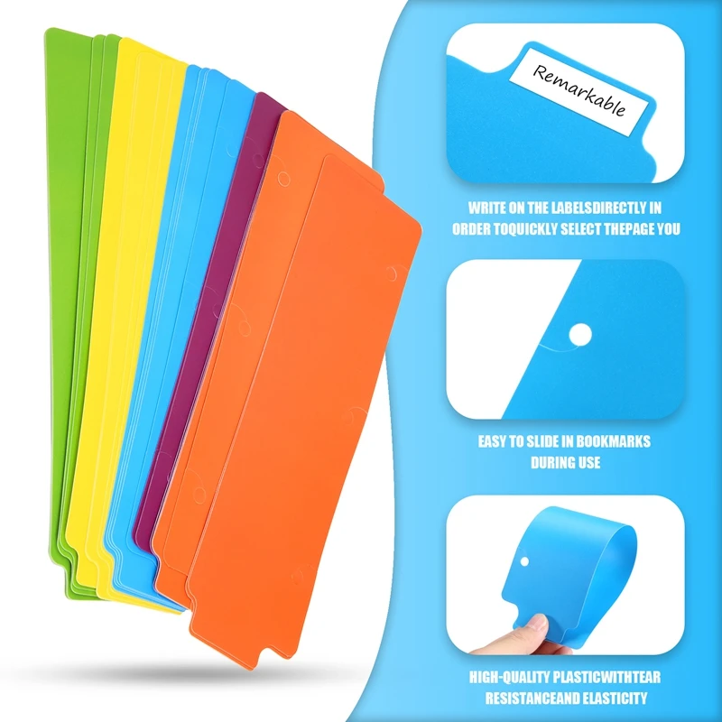 20 Pieces Snap-In Plastic Bookmark Mini Binder Dividers Snap In Bookmark For Planner Multicolor Plastic Bookmark