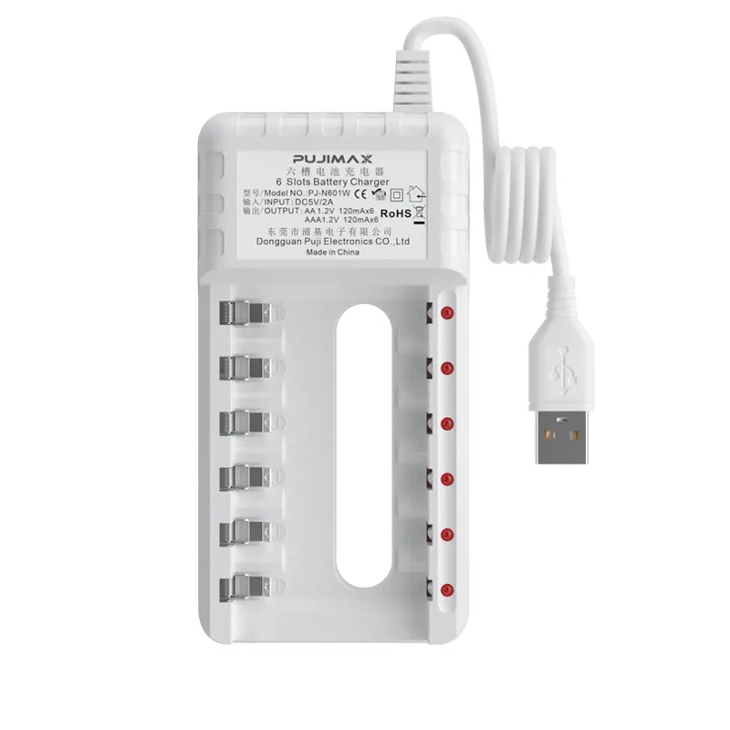 For AA/AAA Ni-Cd Intelligent Rechargeable Batteries 6 Slots Battery Charger USB Cable For Remote Control Accessories