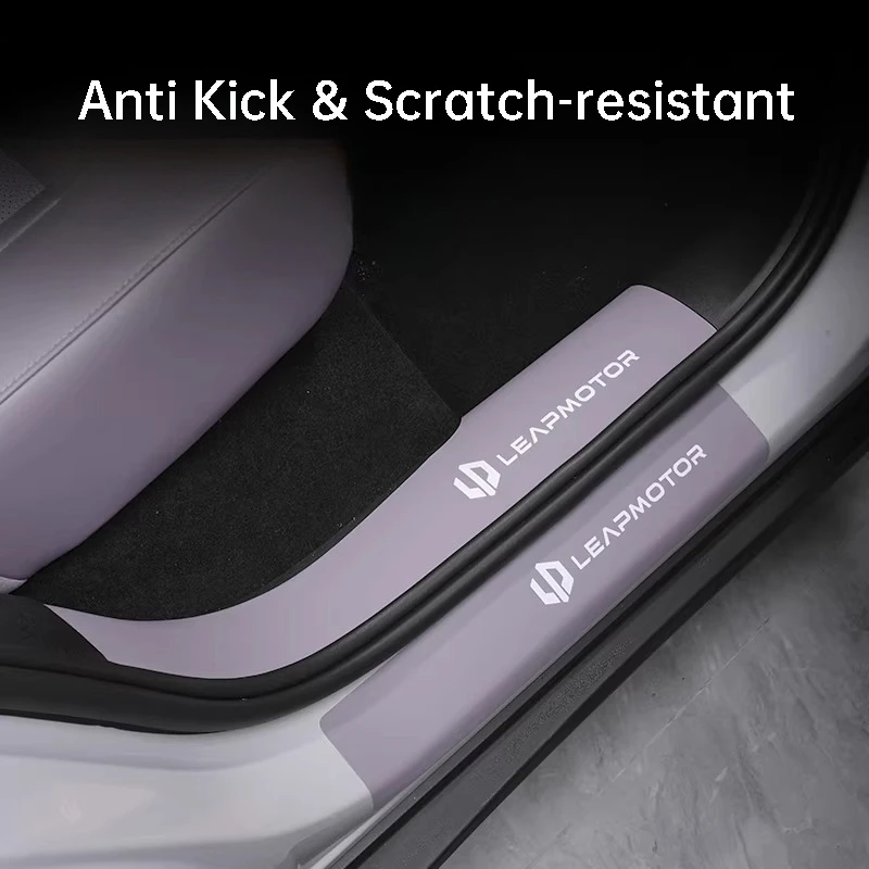 For Leapmotor C10 C16 Car Leather Door Sill Strip Welcome Pedal Anti Kick Pad Scratch-resistant Sticker Interior Accessories