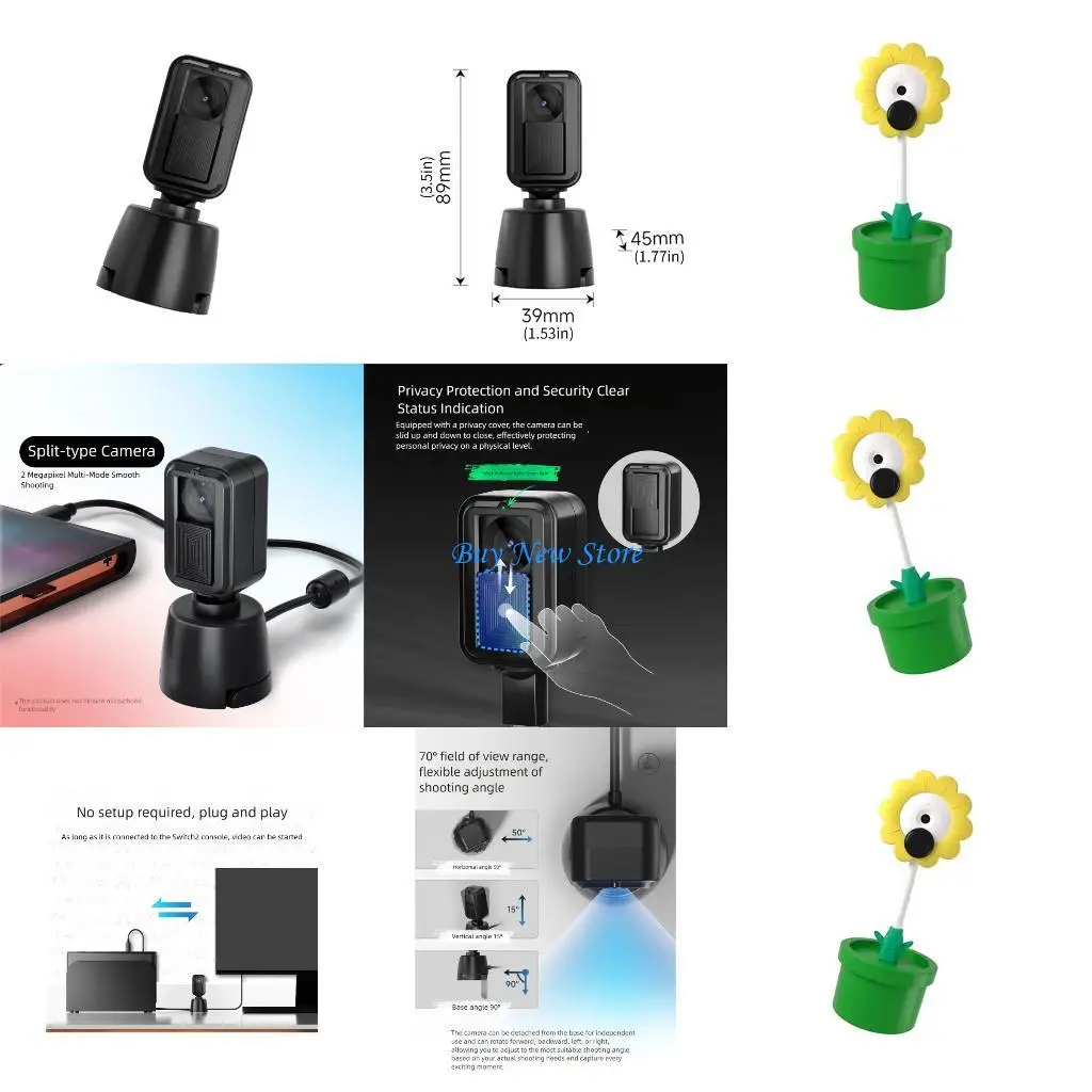 

20CE Plug Play High Definition Double Lens Gaming Webcam 1080P Cameras Fast Setups Suitable For NS2 Systems ABS Copper Build