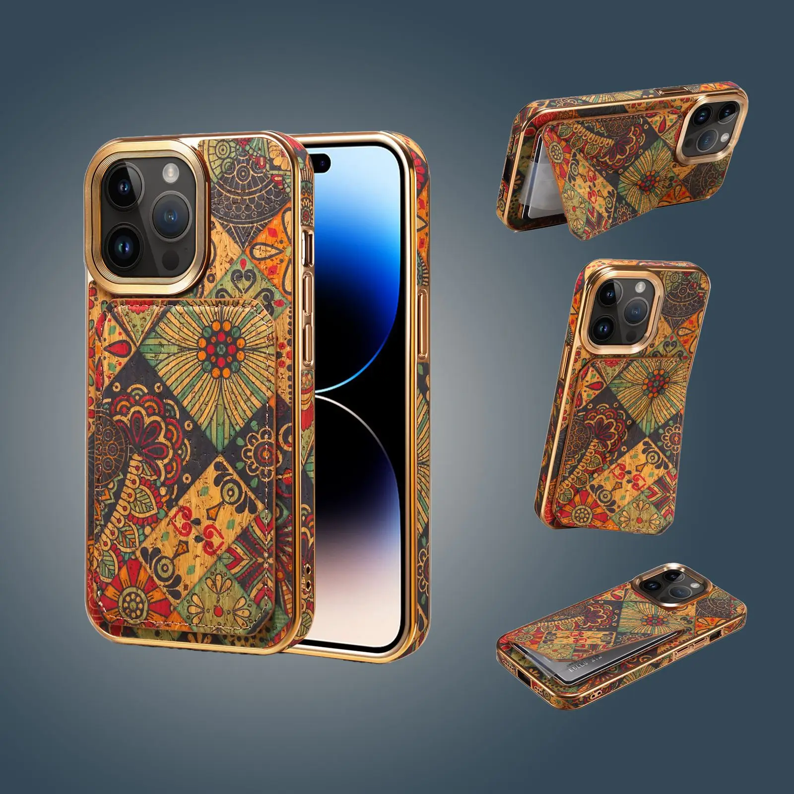 

Luxury Shockproof Leather Phhone Case for IPhone 16 Pro Max 15 Promax 14 13 12 Plus with Card Holder Shell Flower Figure Cover