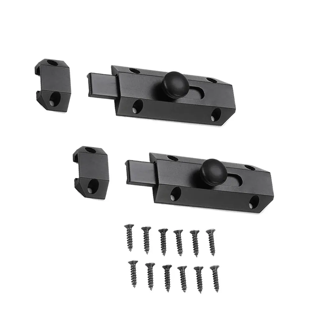 

2set Heavy-Duty Reinforced Sliding Bolt Lock Garage Cabinet Reinforced Sliding Bolt Lock Black Security Latch Door Bolt Door Loc