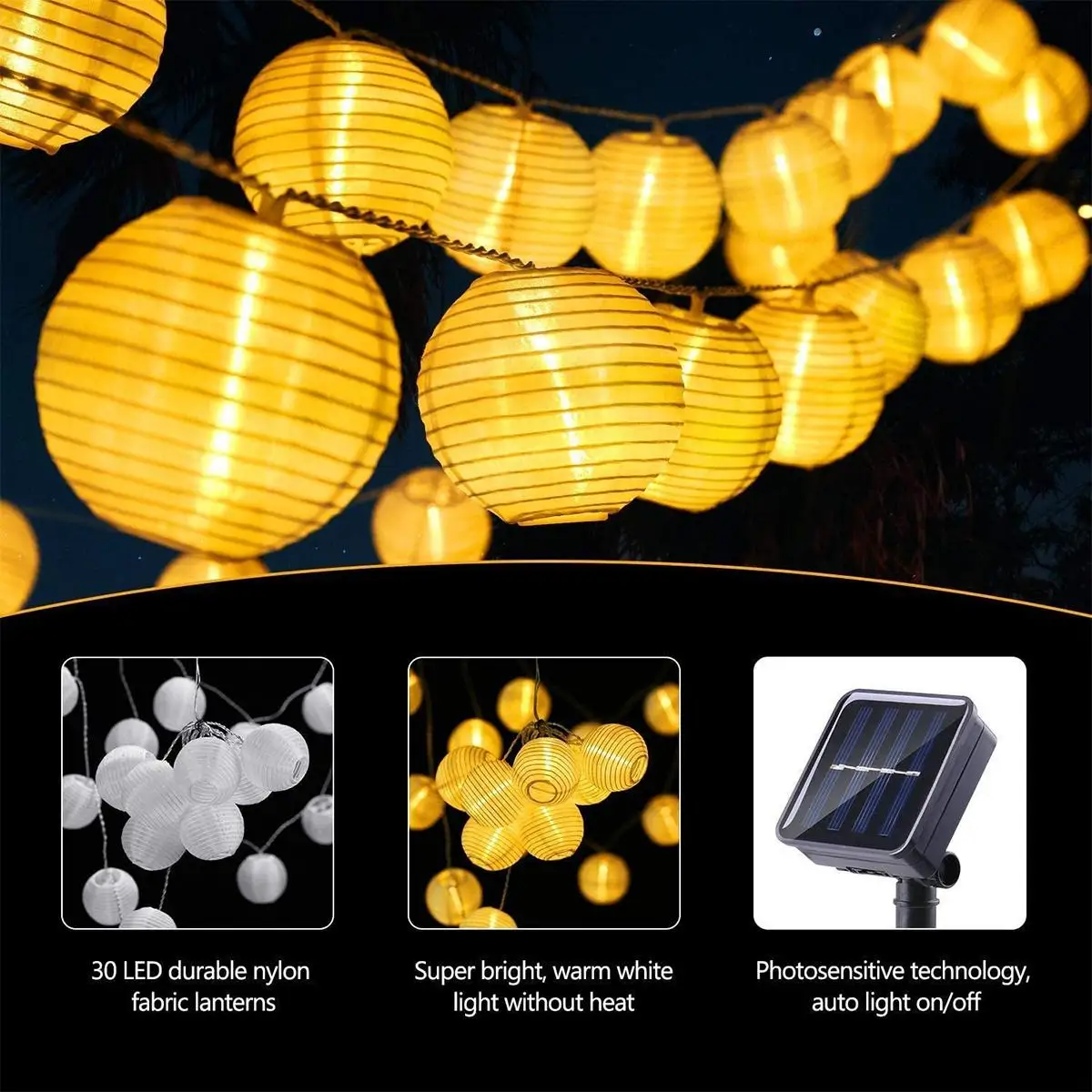 Solar Lantern String Led Lights Outdoor Christmas Backyard Light Decorations Garden Festoon Fairy Powered Warm Hanging Lawn Lamp