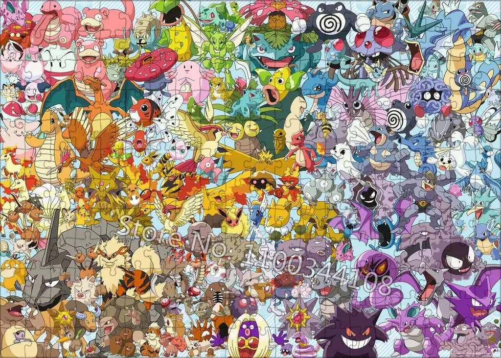 300/500/1000 Pieces Pokemon Jigsaw Puzzles Pocket Monster Puzzle Children's Handmade Toys Adult Stress Relieving Toy Collections