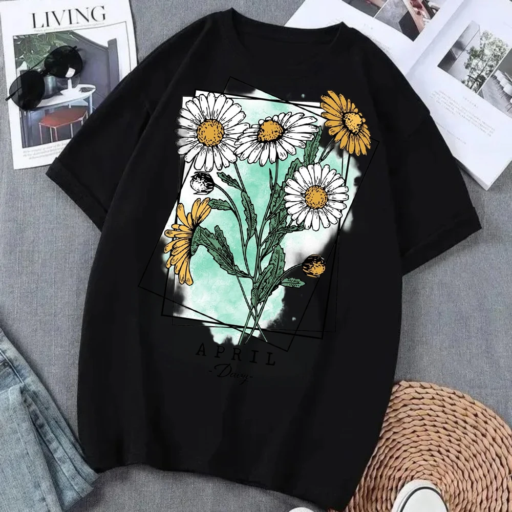 Beautiful Flower Print Women T-Shirts Casual Breathable Soft Short Sleeve Tops Loose Comfortable Street Female Clothes Pink T Sh