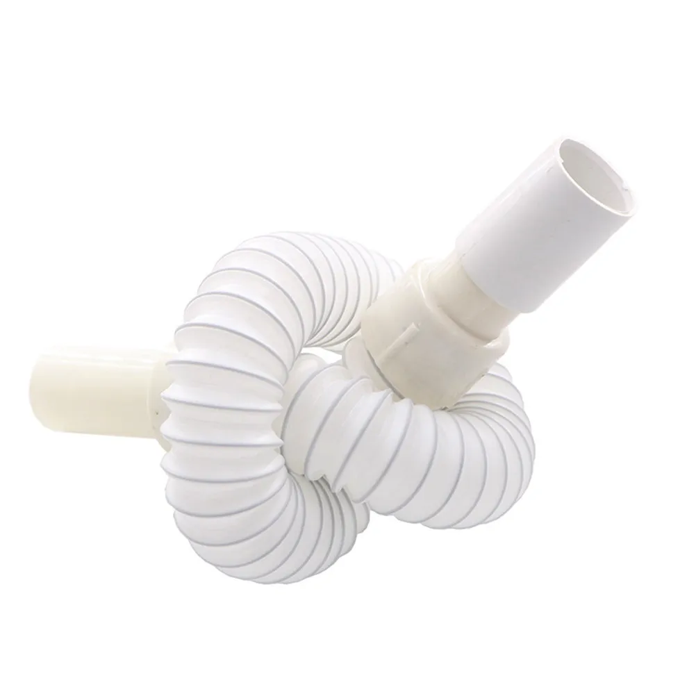 2Pcs Sink Drain Pipe Joint Flexible Telescopic Basin Connector White Color Long Service Life Water Process Device Fit Most