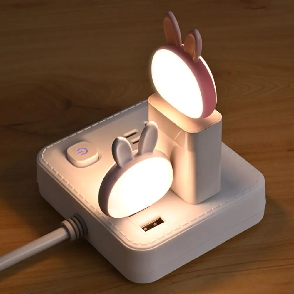 

USB-розетка в виде зайчика, светодиодная подсветка для помещений, умная мини-лампа для чтения, милые портативные маленькие лампы для книг, подарок
