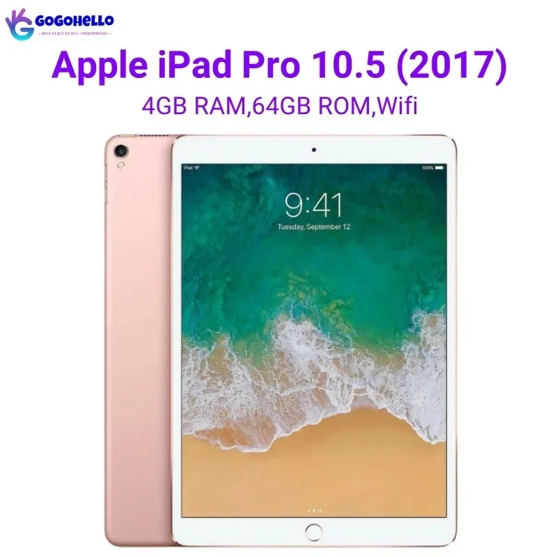 Оригинальный Apple iPad Pro 10,5 дюйма 2017 iPad Pro 10,5 дюймов Wi-Fi 4 ГБ ОЗУ 64 ГБ ПЗУ 12 МП IPS ЖК-дисплей iOS 10,3,2 NFC 96% Новый планшет Apple