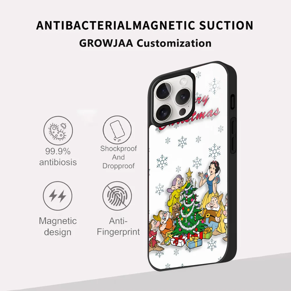 Casing ponsel Natal putih salju untuk IPhone 16 "15 14 13 12 11 Pro Max Plus Mini Magsafe cermin penutup magnetik nirkabel