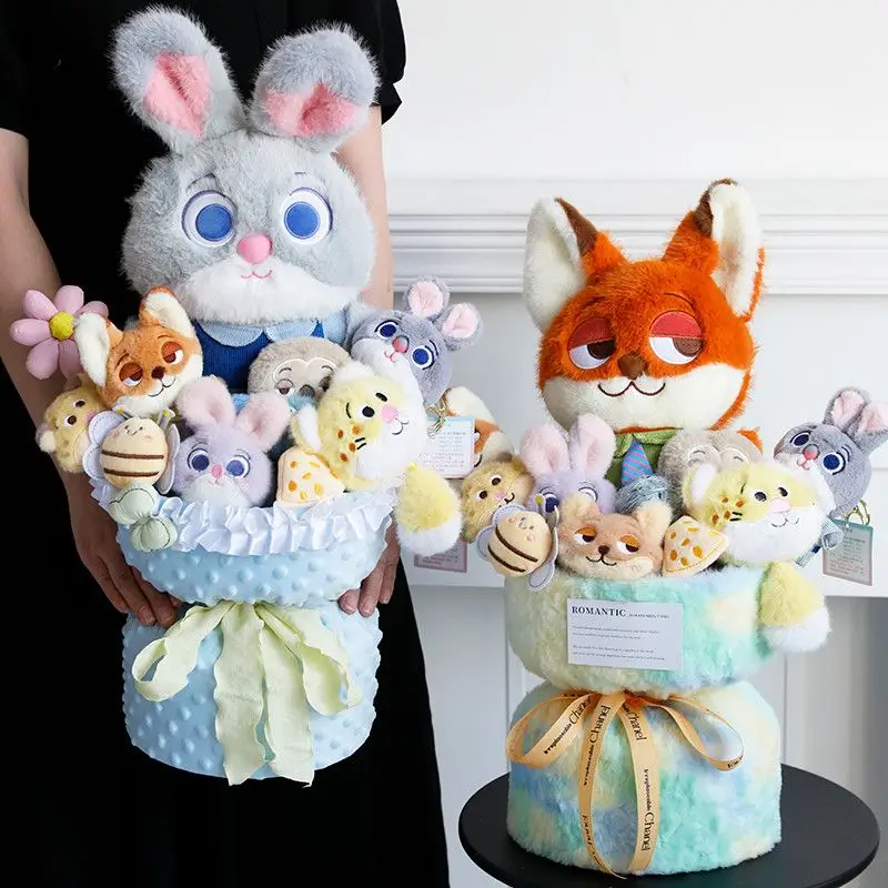 

Cartoon Disney Zootopia Judy Nick Cats Doll Bouquet Christmas Gift Birthday Gift Doll Bouquet School Season Giving Finished Doll