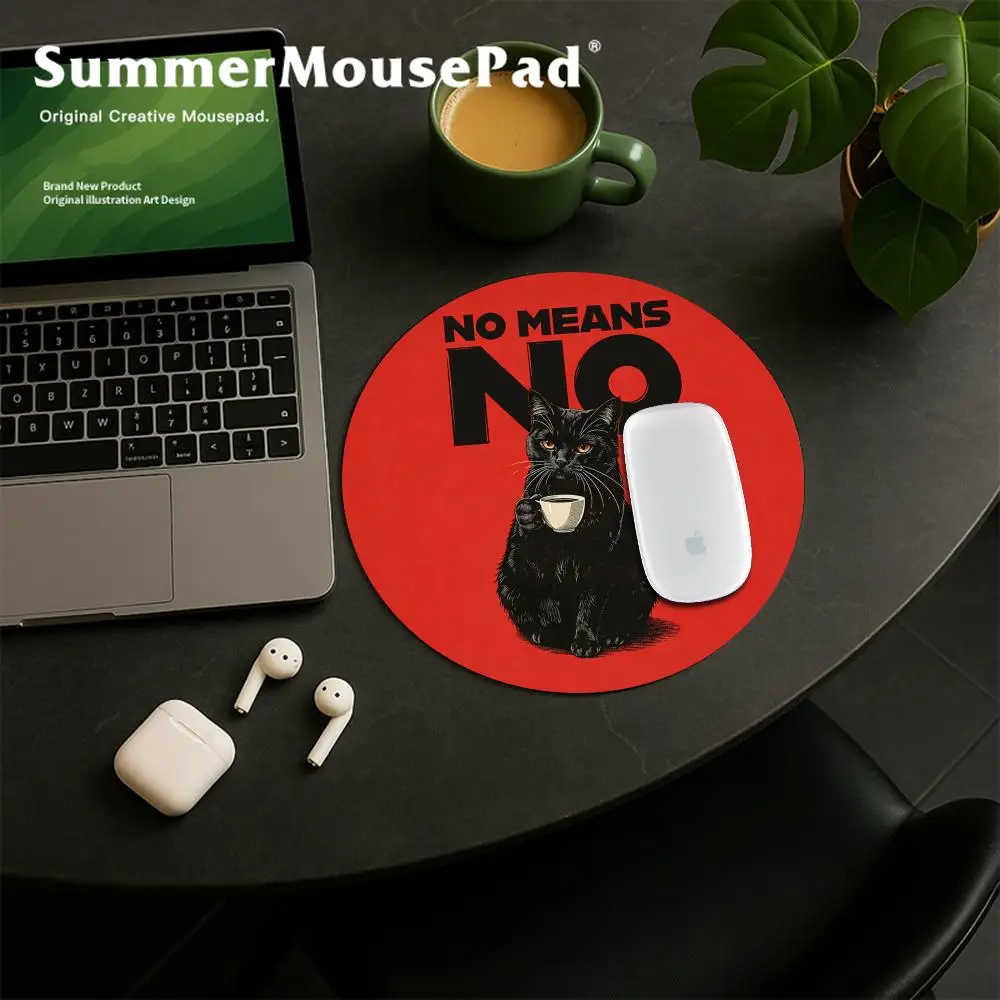 Cat Reading Newspaper Mouse Pad Small Round Laptop Computer Office Table Mats Square Gaming Esport Non-Slip Rubber Desk Mat
