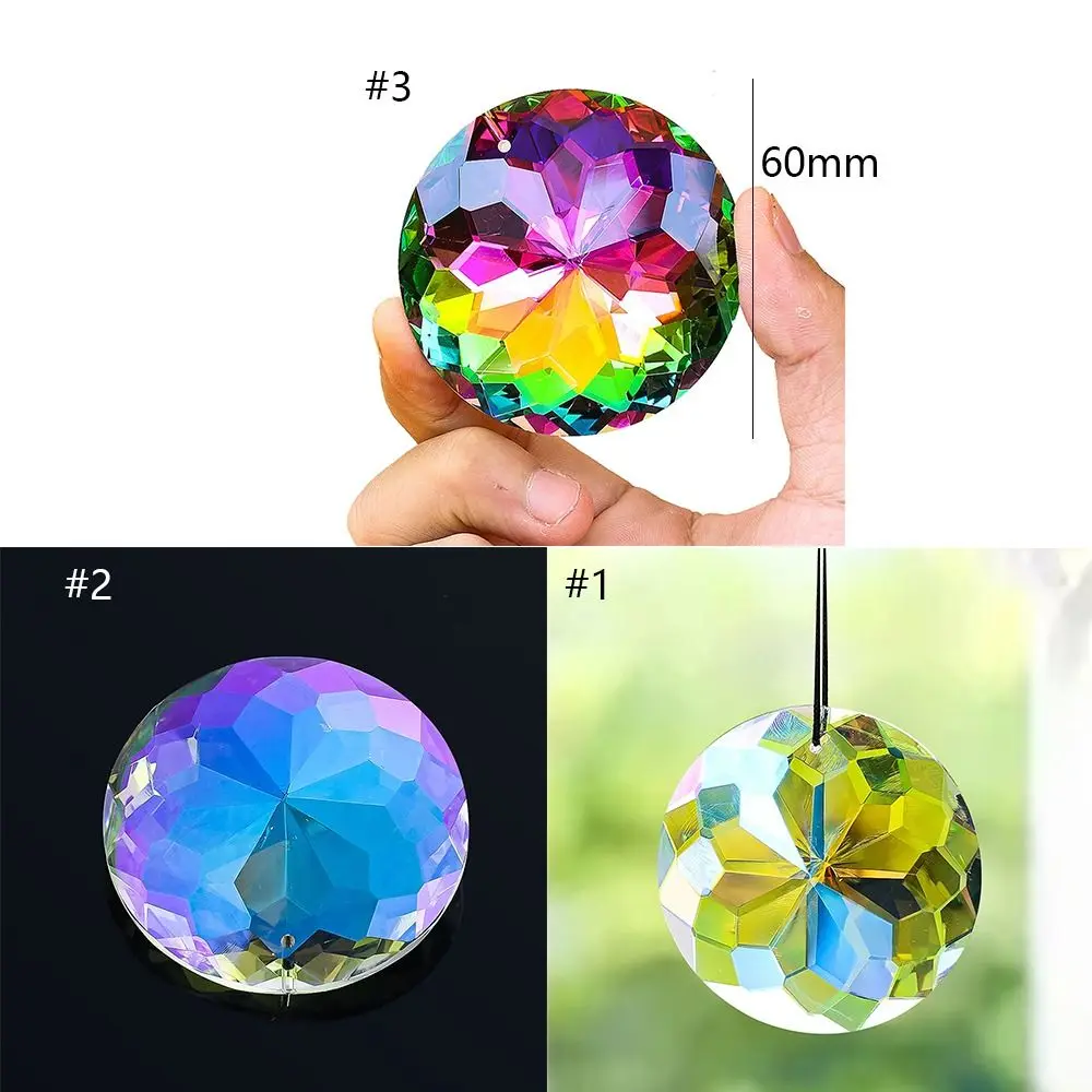 60MM Mandala Suncatcher Round Clear Mandala Crystal Pendant DIY Crafts Flower Faceted Crystal Prisms Wedding Decorations