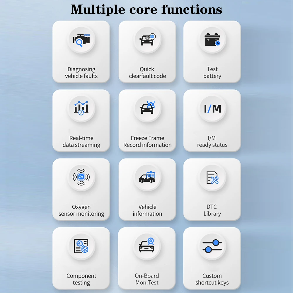 Picture 3: OBD2 Code Reader Code Reader Fault Code Scanner Car Diagnostic Tool Multi-language Check Engine System Battery Tester YM519
