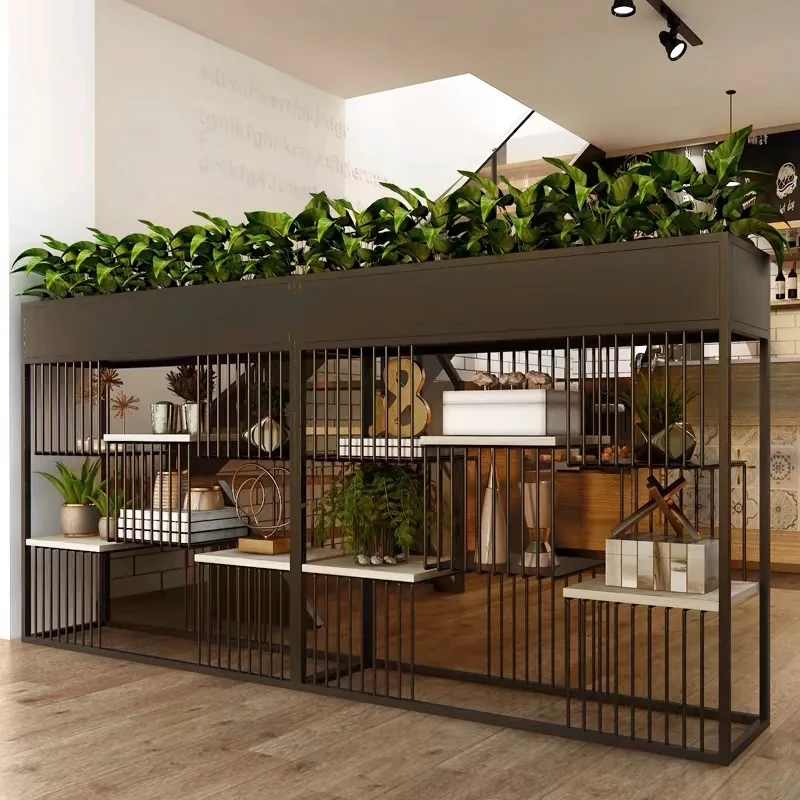 Office multi-layer partition plant creative wall cabinet floor storage aisle porch decorative rack