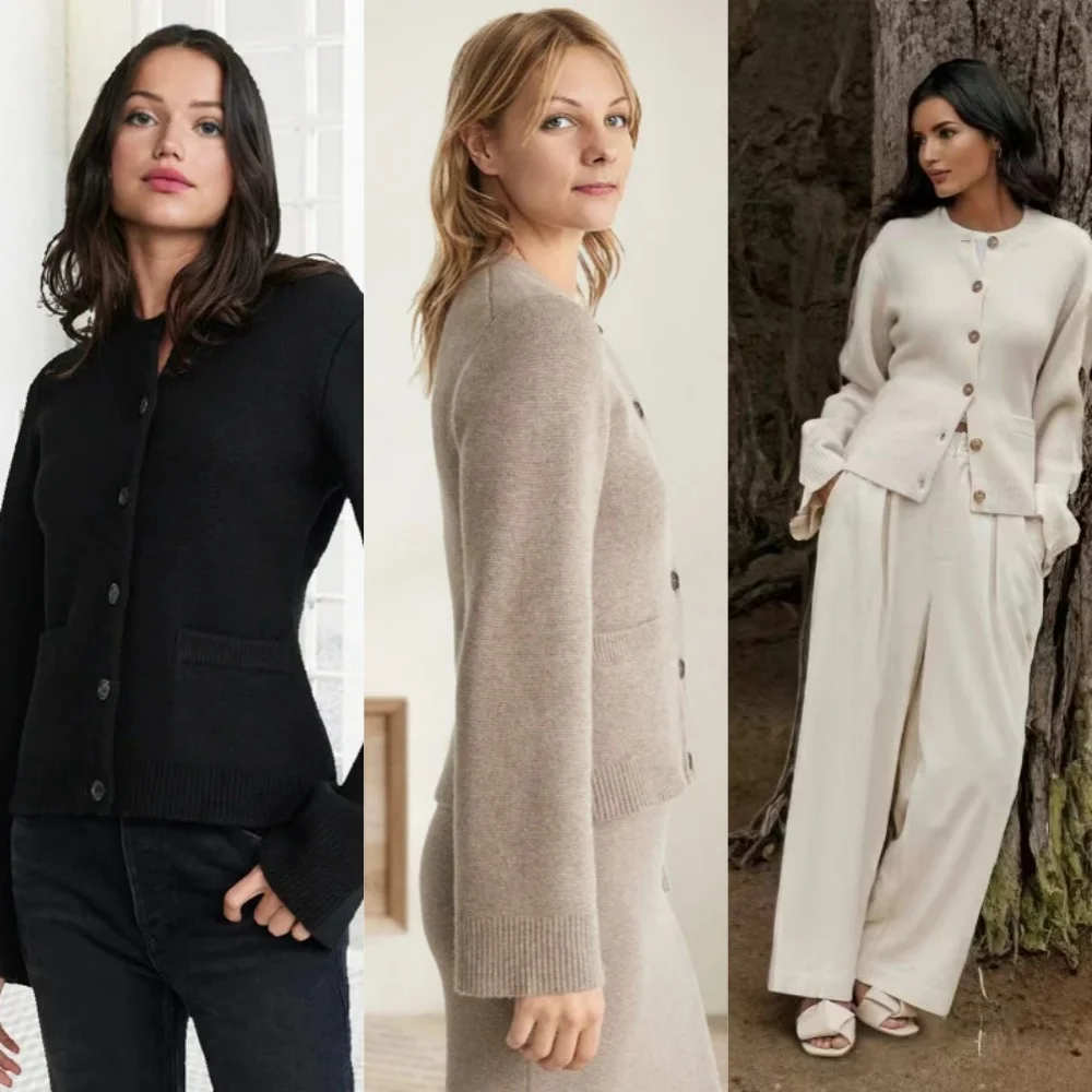 

Модный однотонный вязаный кардиган, женская уличная одежда, однобортный свитер с круглым вырезом и длинным рукавом, новинка 2024, кардиган на осень и зиму, пальто