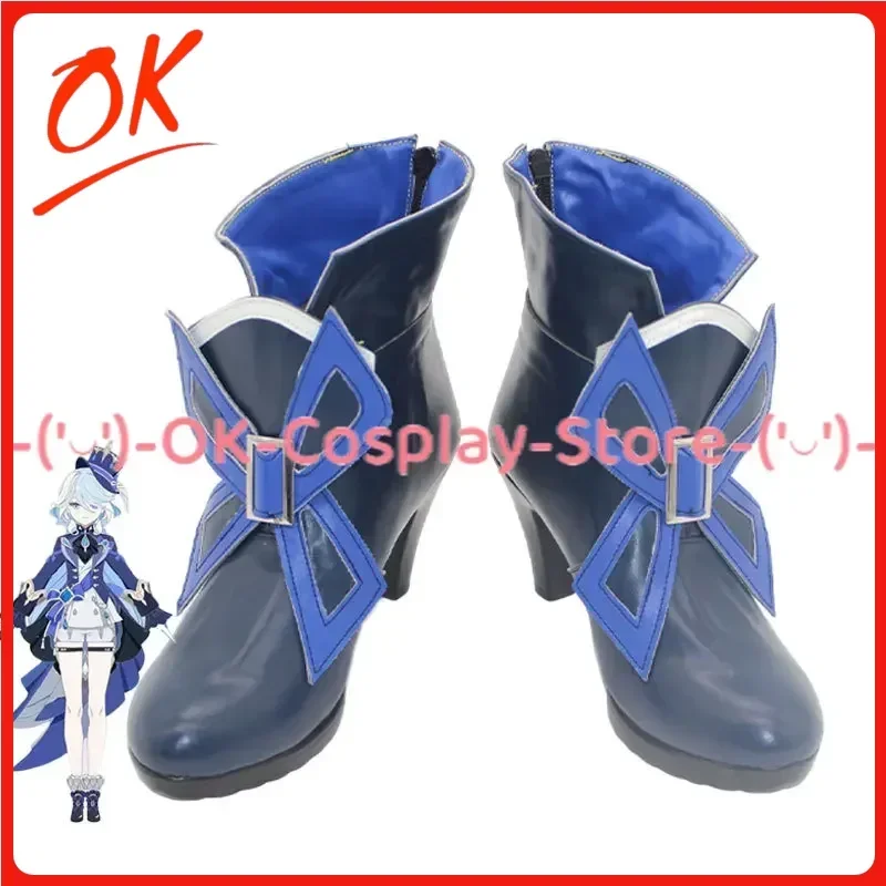 [Customized] Genshin Impact Focalors Cosplay Shoes Anime Game Roleplay Costume Prop Halloween Carnival Party PU Leather Boots