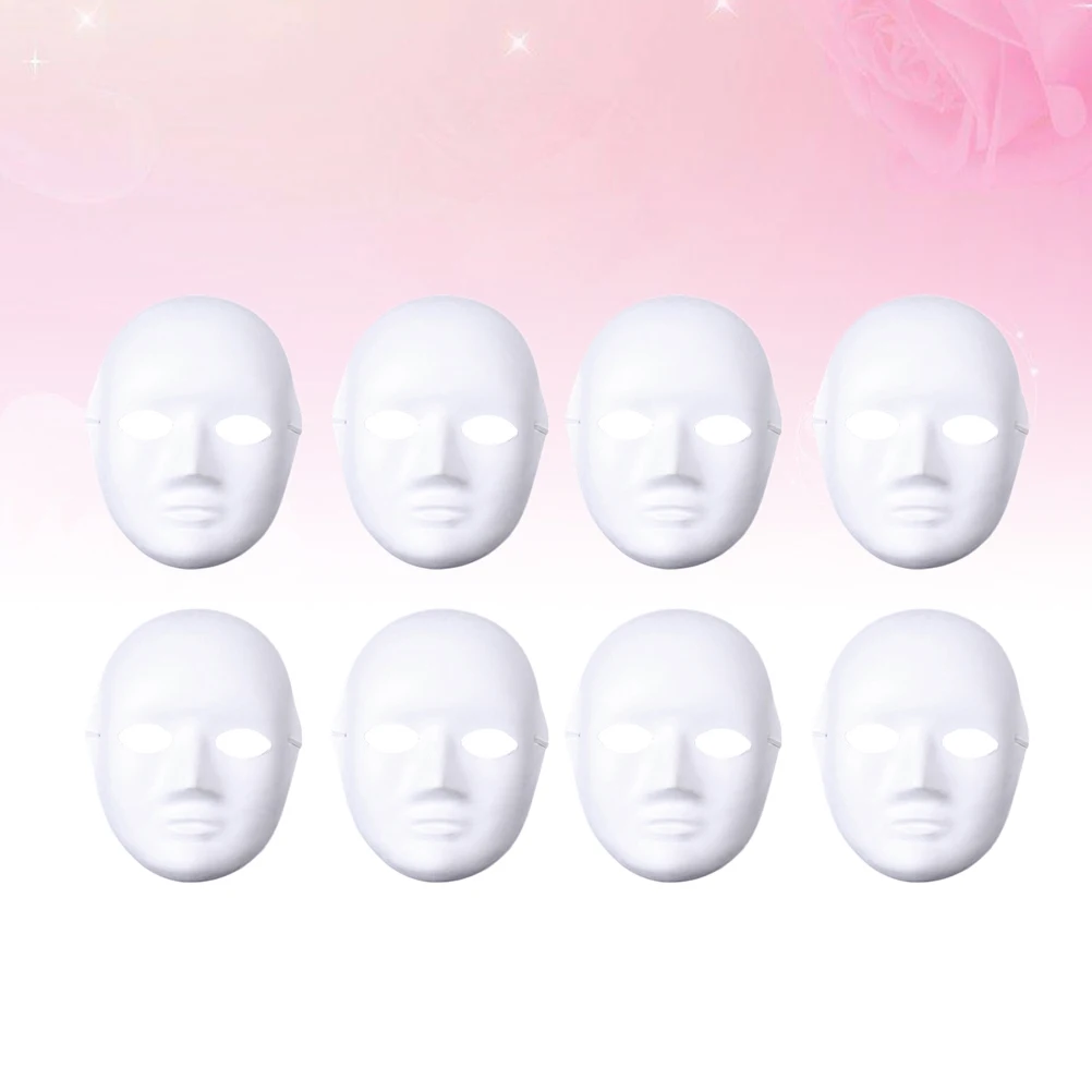 

8 Pcs Masquerade Ladies Blank Pulp Mask Face Cosplay Halloween White Graffiti Man