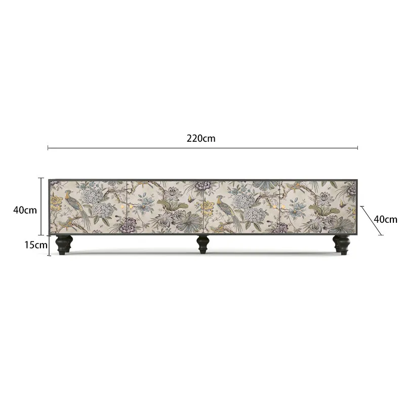 French Chinese style TV cabinet, living room locker, retro flower and bird sofa, display bookcase
