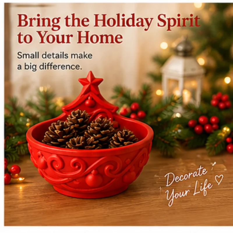 3D Printed Red Christmas Tree Storage Bowl, Multifunctional Holiday Candy Tray, Entryway Key and Jewelry Storage Tray, Desktop Christmas Decoration Ornament, 3D Embossed Christmas Ball Pattern with Star on Top, Classic Design, High-Quality Resin Material, Sturdy and Scratch-Resistant, Finely Crafted and Smooth, Can Be Used to Store Candy, Jewelry, Keys, Office Supplies, Small Plants, Suitable for Entryway, Dining Table, Dressing Table, Office, Multiple Settings, Holiday Decoration and Daily Storage