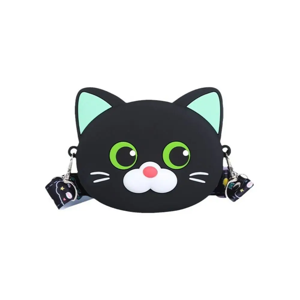 Saco bonito do gato siamês do gatinho, Desenhos animados animais, Preto, Saco de silicone, Kawaii, Suave, Crossbody, Ao ar livre