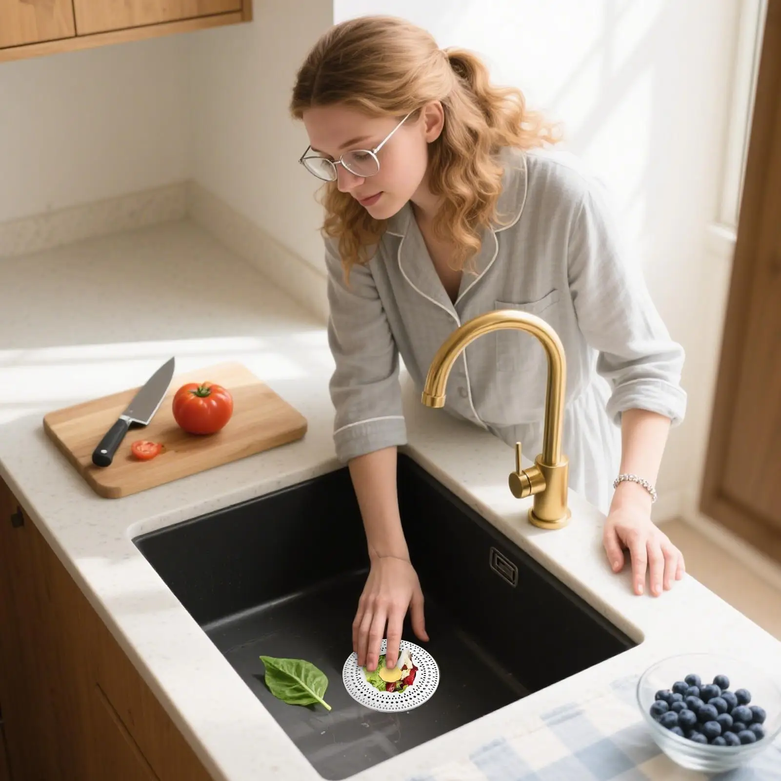 Kitchen Sink Stopper Kitchen Drain Stopper Stainless Food Catcher Garbage Trap For Basin Commercial Farmhouse Laundry Shower