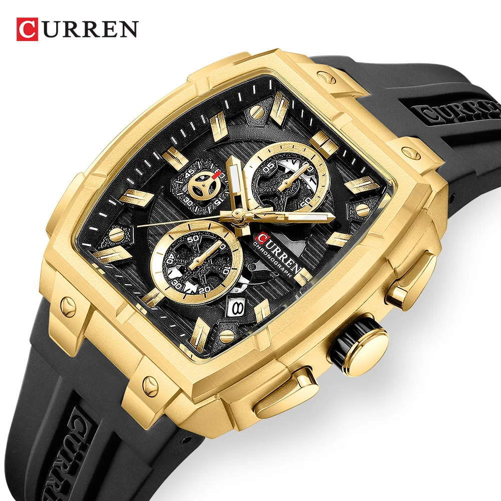

Мужские спортивные часы CURREN 8488, многофункциональные, кварцевые, с подсветкой, водонепроницаемые, с хронографом и календарем, на силиконовом ремешке.