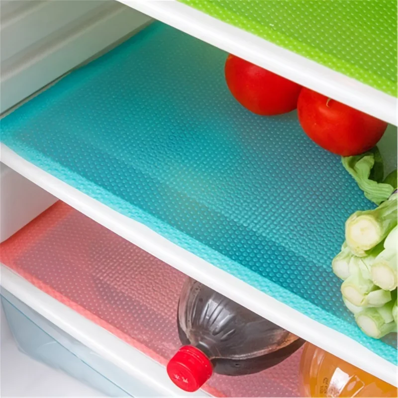 4pcs Refrigerator Liners Mats Washable Cut Out Fridge Liners for Shelves Cover Pads for Freezer Glass Cupboard Cabinet Drawer