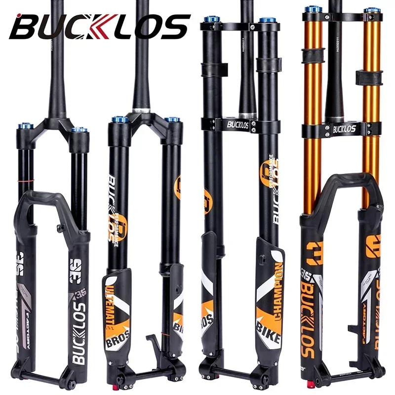 BUCKLOS 27.5/29 Inch Bike Boost Fork 15*110mm Travel 180mm MTB Air Fork Dual Crown Downhill Bike Suspension Fork Bicycle Parts