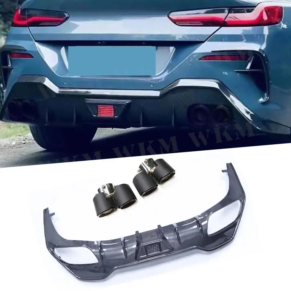 

Rear Bumper Diffuser Spoiler With Exhaust Tips Muffler Pipe for BMW 8 Series G14 G15 G16 2019-2022 Bumper Guard Exterior Parts