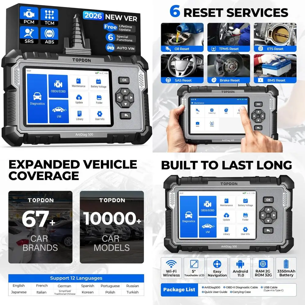 

Сканер OBD2 AD500, масло SAS Дроссельная заслонка TPMS BMS EPB Сброс, ABS SRS двигателя, инструмент диагностического сканирования, автоVIN, проверка автомобиля E