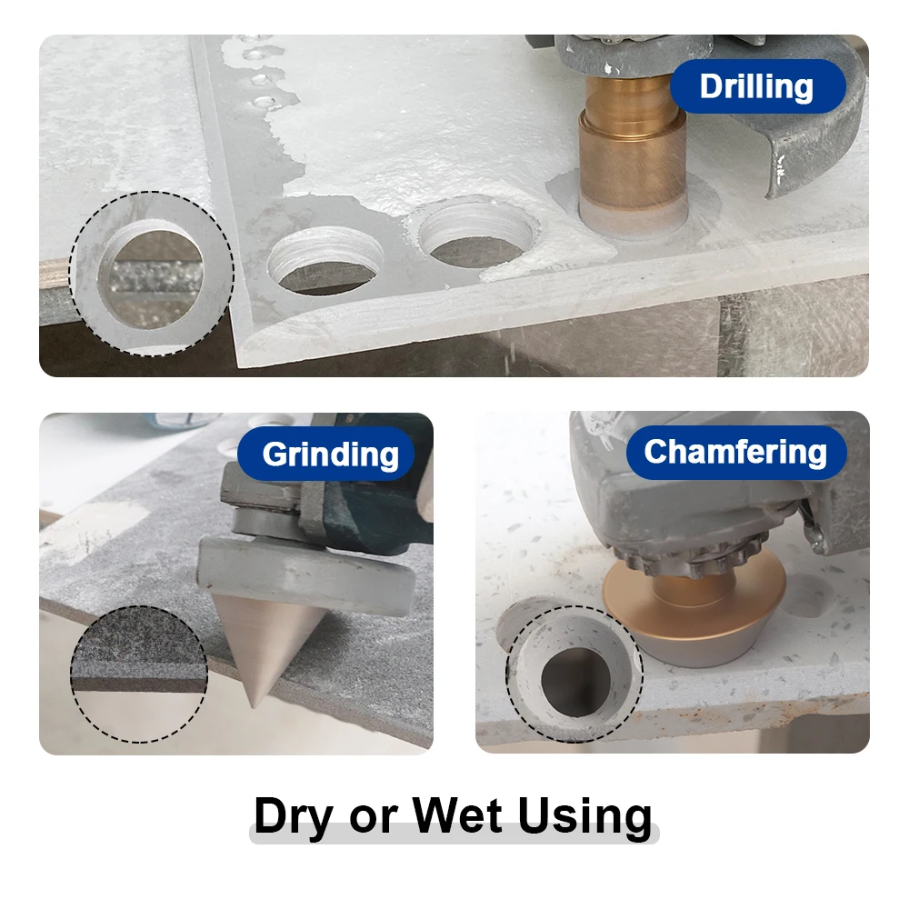 Imagem -02 - Shdiatool-kit de Broca de Núcleo de Telha Diamante Buraco Saw Chanfradura Bits Grinder Cutter Porcelana Granito Mármore Coroas de Cerâmica M14