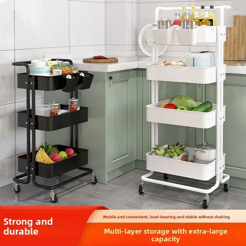 

Mobile Kitchen Living Room Multi-layer Storage Rack Baby Supplies Toy Snack Organizer Cart Stand Floor Mounted Plastic Shelf