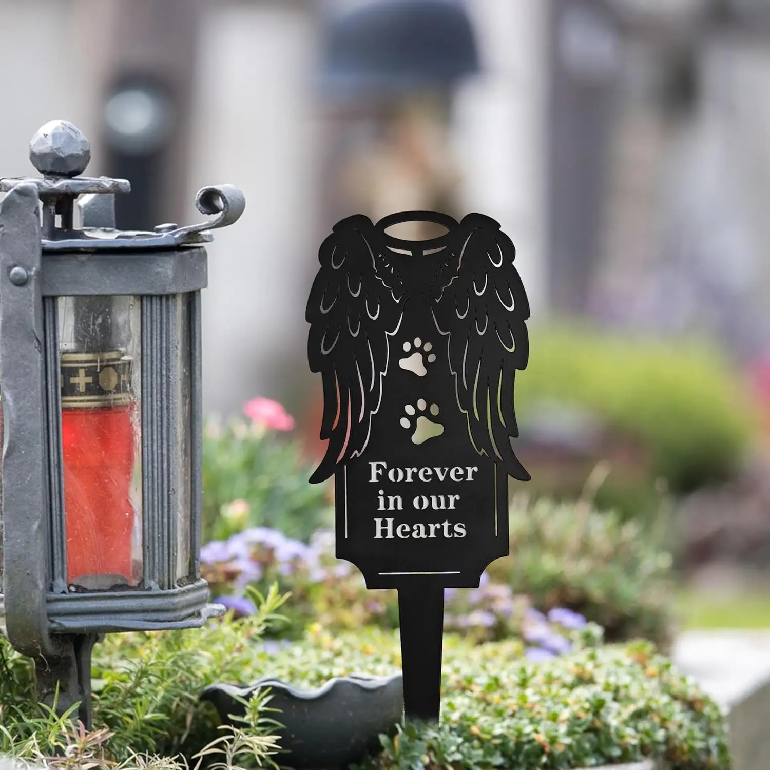 

Metal Angel Wings Garden Stake Graves Cemetery Decor Memorial Stake for Cat Dog,Grave Markers Pets Sympathy Outdoor Yard Décor