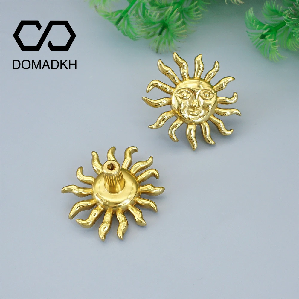 

Unique Brass Vintage Cabinet Knobs Nightstand Pulls Wine Cooler Handles Golden Sun Shape Furniture Pulls Sunburst Knobs Hardware