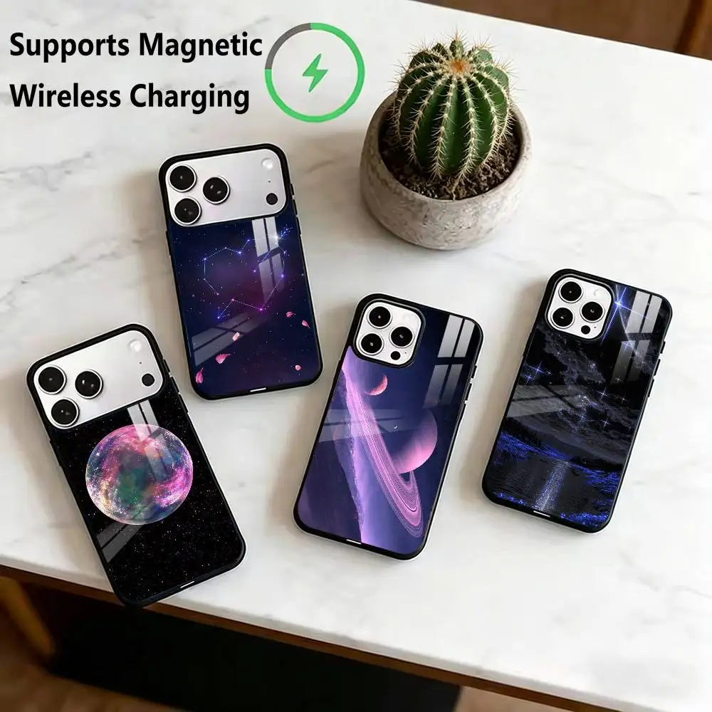 

Space For Galaxy U-Universe Phone Case For iPhone17,16,15,14,13,12,11 Plus,Pro Supports Magnetic Wireless Charging