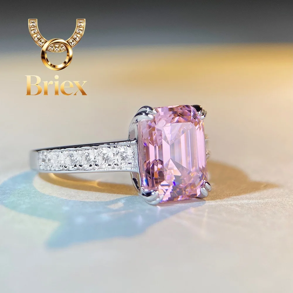 

Briex Jewelry Luxury Solid Platinum PT950 Women's Pagoda Cut Pink 4 carat Diamond Ring
