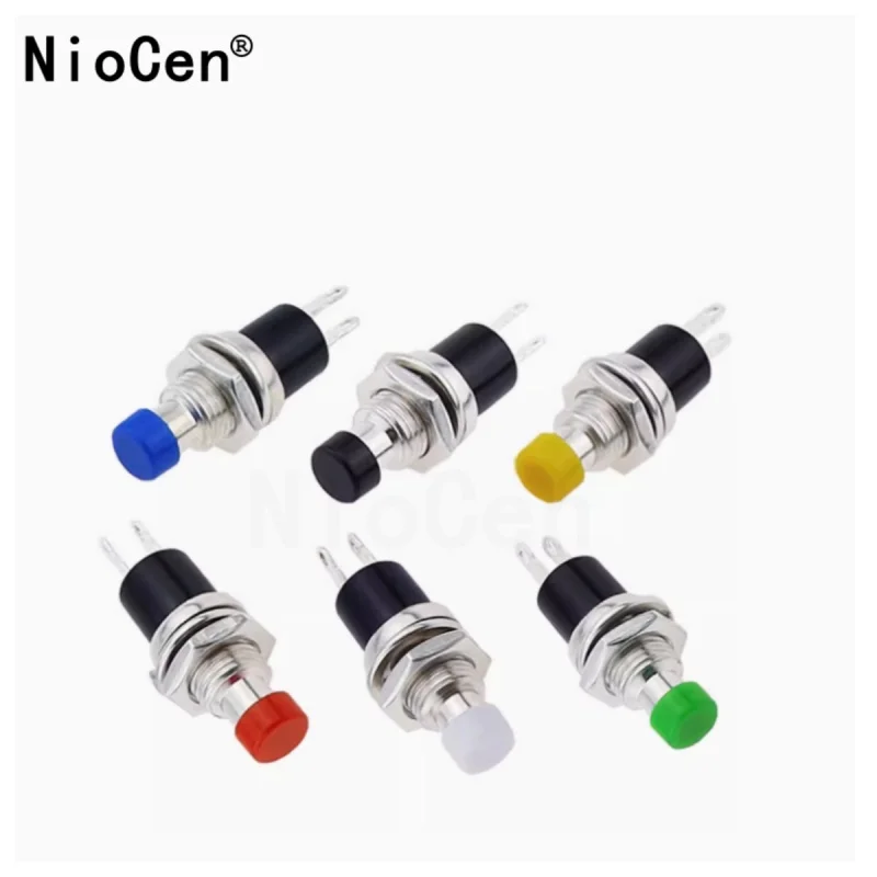 

(2pcs）Small round button PBS-110/NO PBS-111/NC 2 foot self-resetting No lock switch Button switch 7MM miniature Color mixing