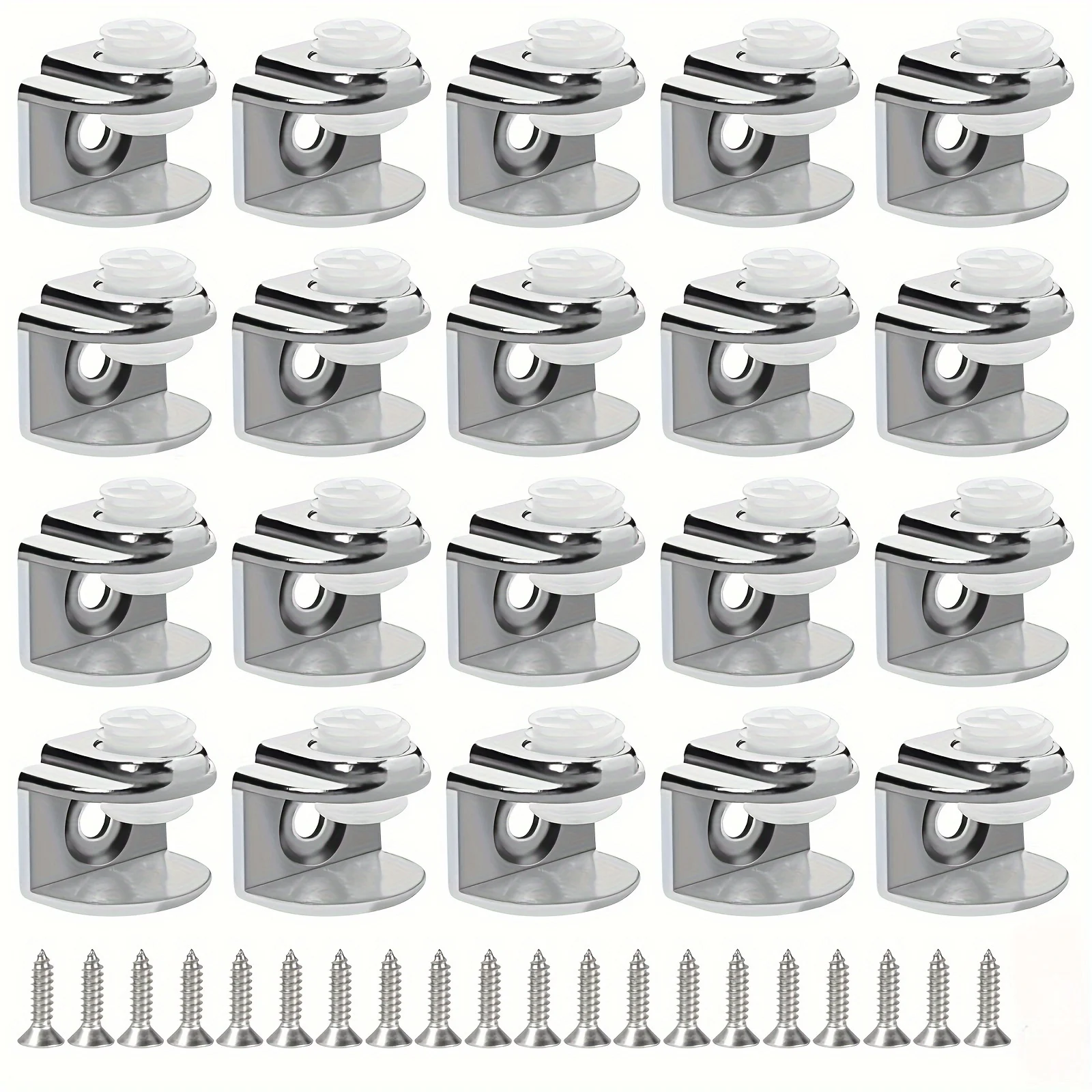 

20pcs Glass Shelf Brackets Adjustable Zinc Alloy Clamps for 4-9mm Thickness with Screws for Glass Display Sturdy Clamps Metel
