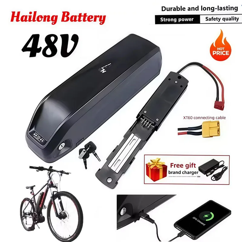 New 48V 250-1200W Original Hailong Battery 20Ah 30Ah, Suitable for BBS02, BBS03, BBSHD Motor Full Capacity Suitable Power Supply